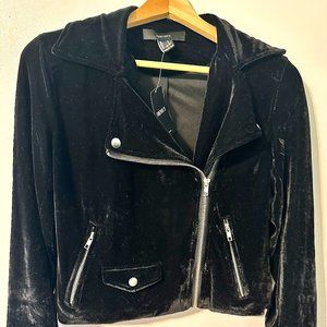 Forever 21 Women Moto Jacket Black Velour size S